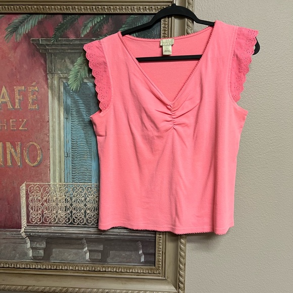 Sigrid Olsen Sport Pink Flutter Sleeve Women's Top - Picture 1 of 8